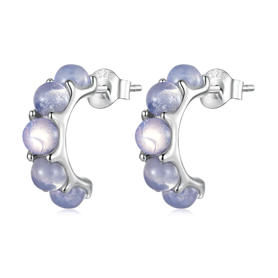Sterling Silver Pink Glass Stud Hypoallergenic Earrings
