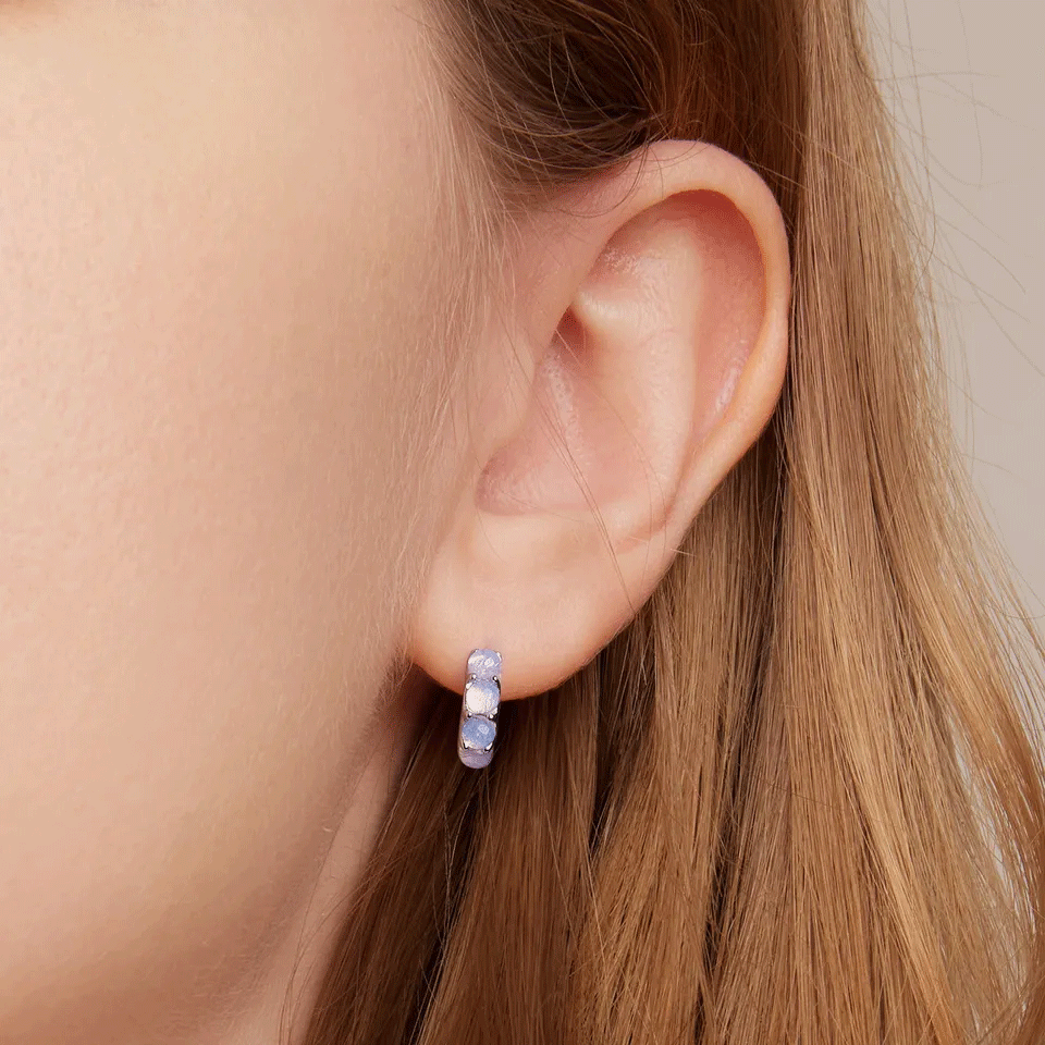 Sterling Silver Pink Glass Stud Hypoallergenic Earrings