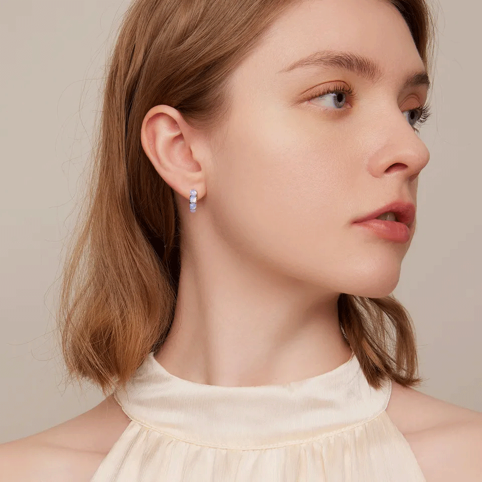 Sterling Silver Pink Glass Stud Hypoallergenic Earrings