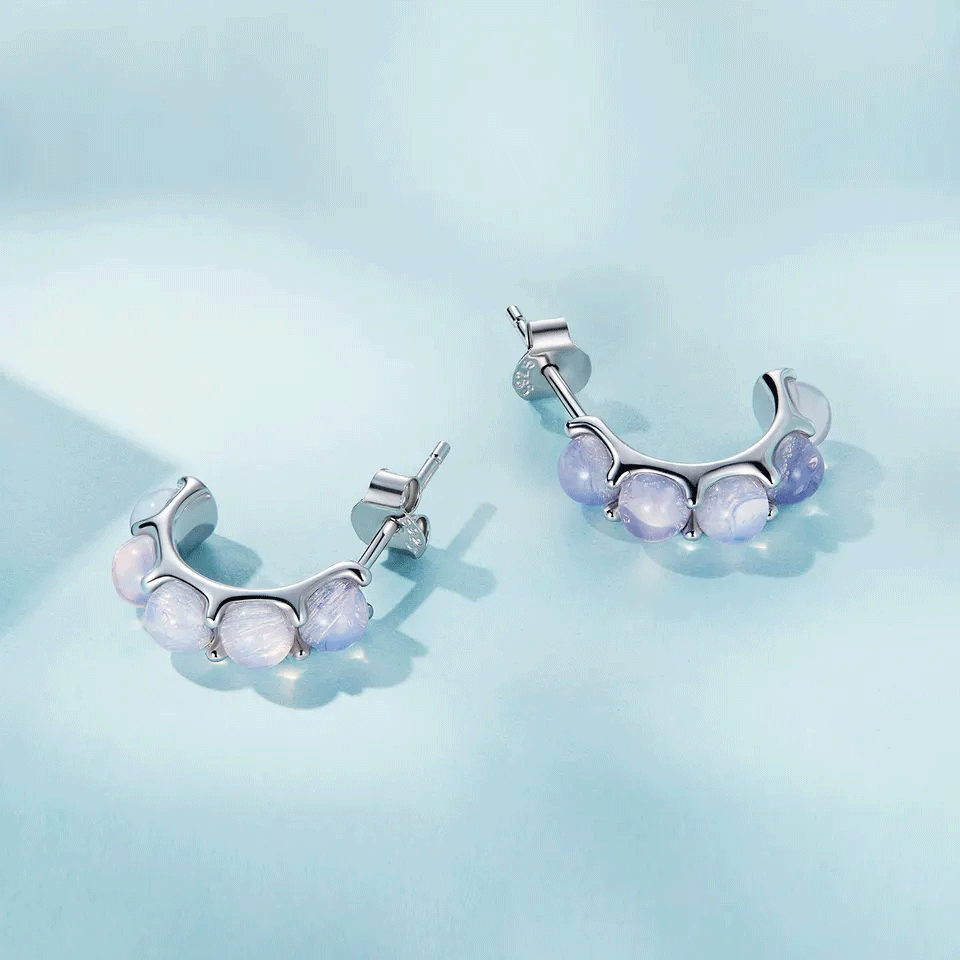 Sterling Silver Pink Glass Stud Hypoallergenic Earrings