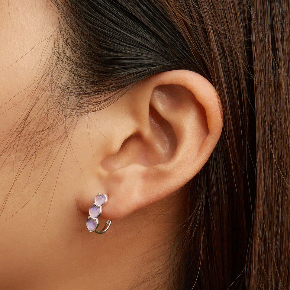 Sterling Silver Sweet Love Huggie Hypoallergenic Earrings
