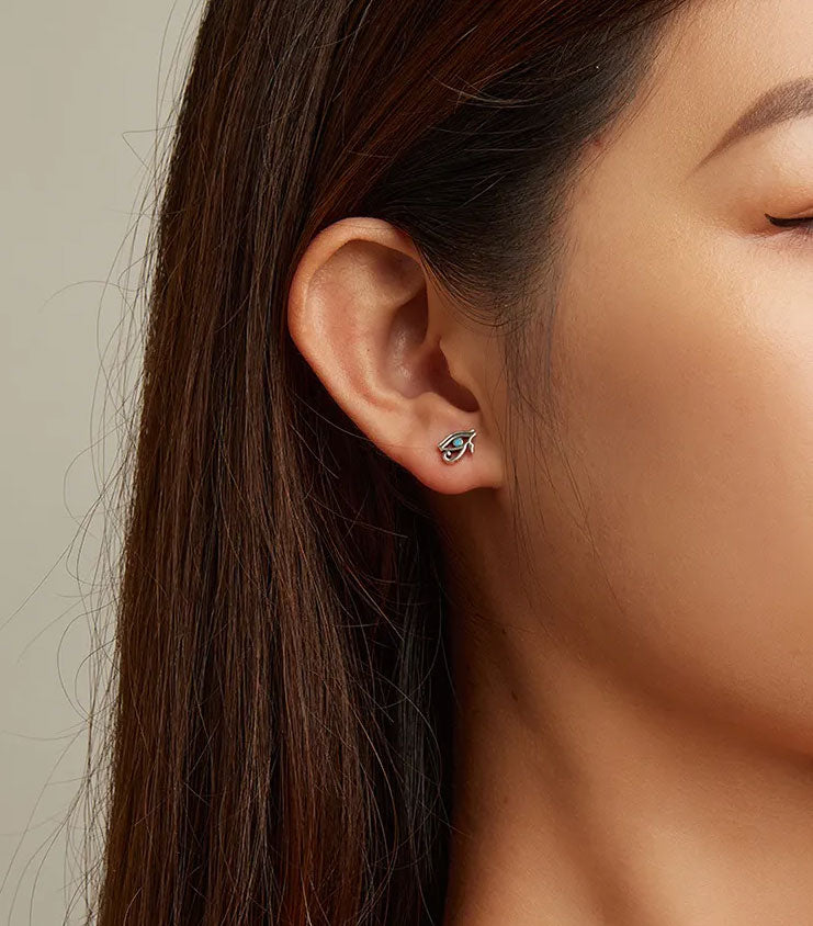 Sterling Silver Horus Eye Stud Hypoallergenic Earrings