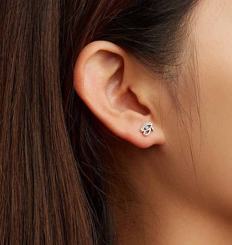 Sterling Silver Horus Eye Stud Hypoallergenic Earrings