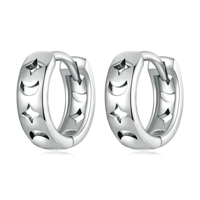 Sterling Silver Metallic Sky Huggie Hypoallergenic Earrings