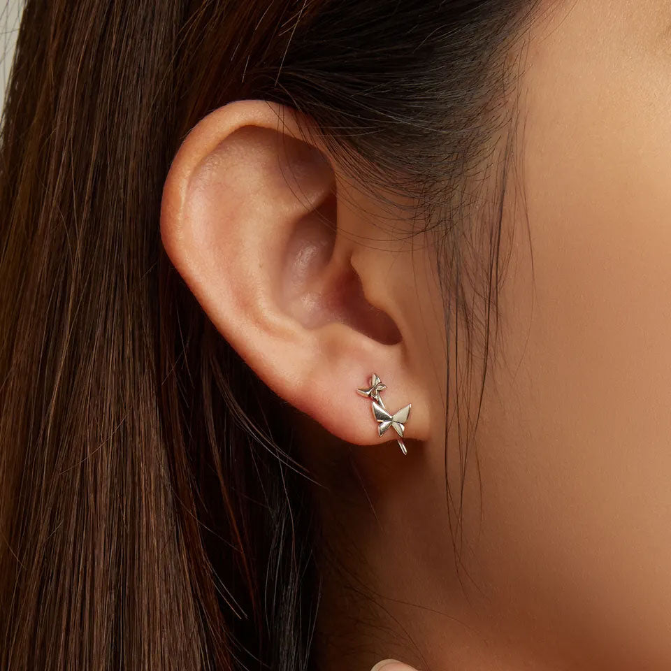 Sterling Silver Double Butterfly Hook Hypoallergenic Earrings