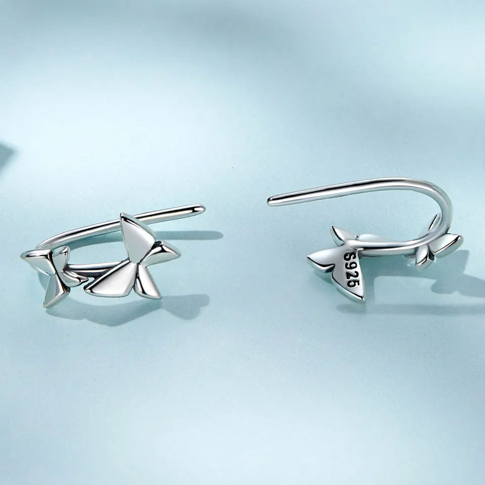 Sterling Silver Double Butterfly Hook Hypoallergenic Earrings