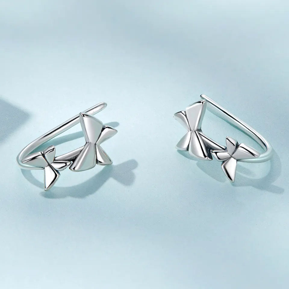 Sterling Silver Double Butterfly Hook Hypoallergenic Earrings