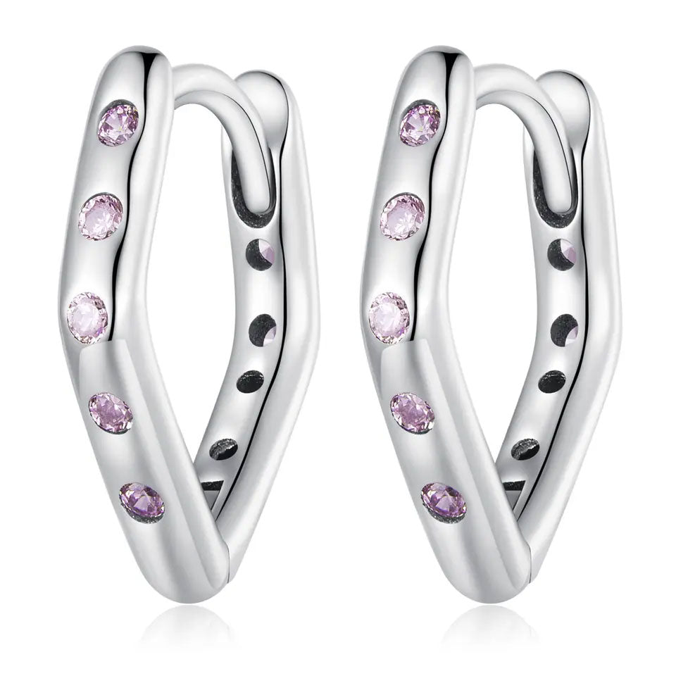 Sterling Silver Geometric Huggie Hypoallergenic Earrings