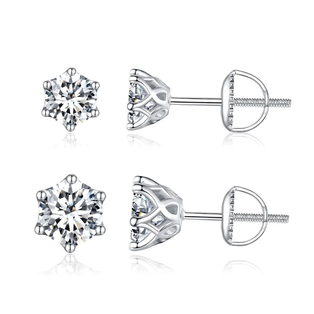 Sterling Silver Exquisite Round 0.5ct-1.0ct Moissanite Screw Stud Hypoallergenic Earrings