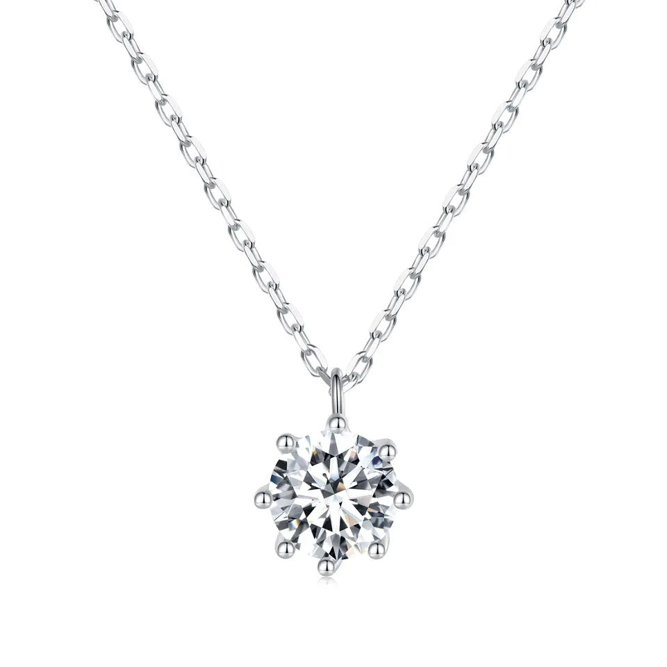 Sterling Silver Luxury Round 0.8ct Moissanite Hypoallergenic Necklace