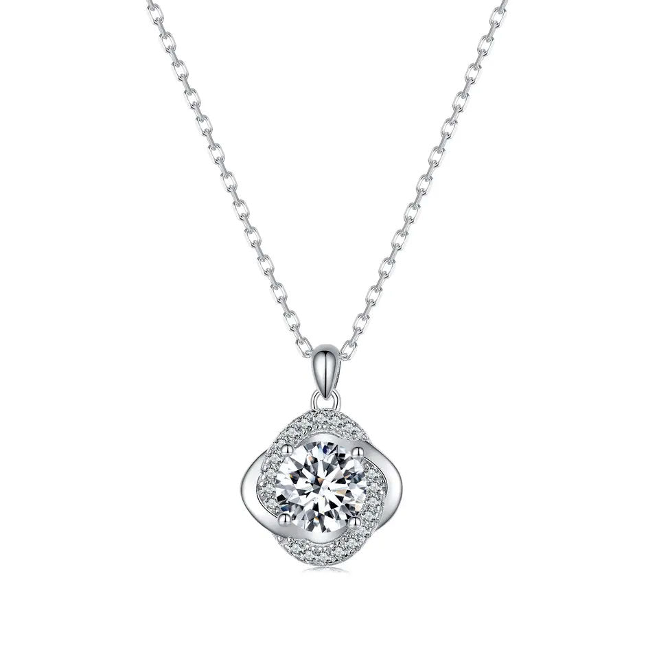 Sterling Silver Vortices Round 1.0ct Moissanite Hypoallergenic Necklace