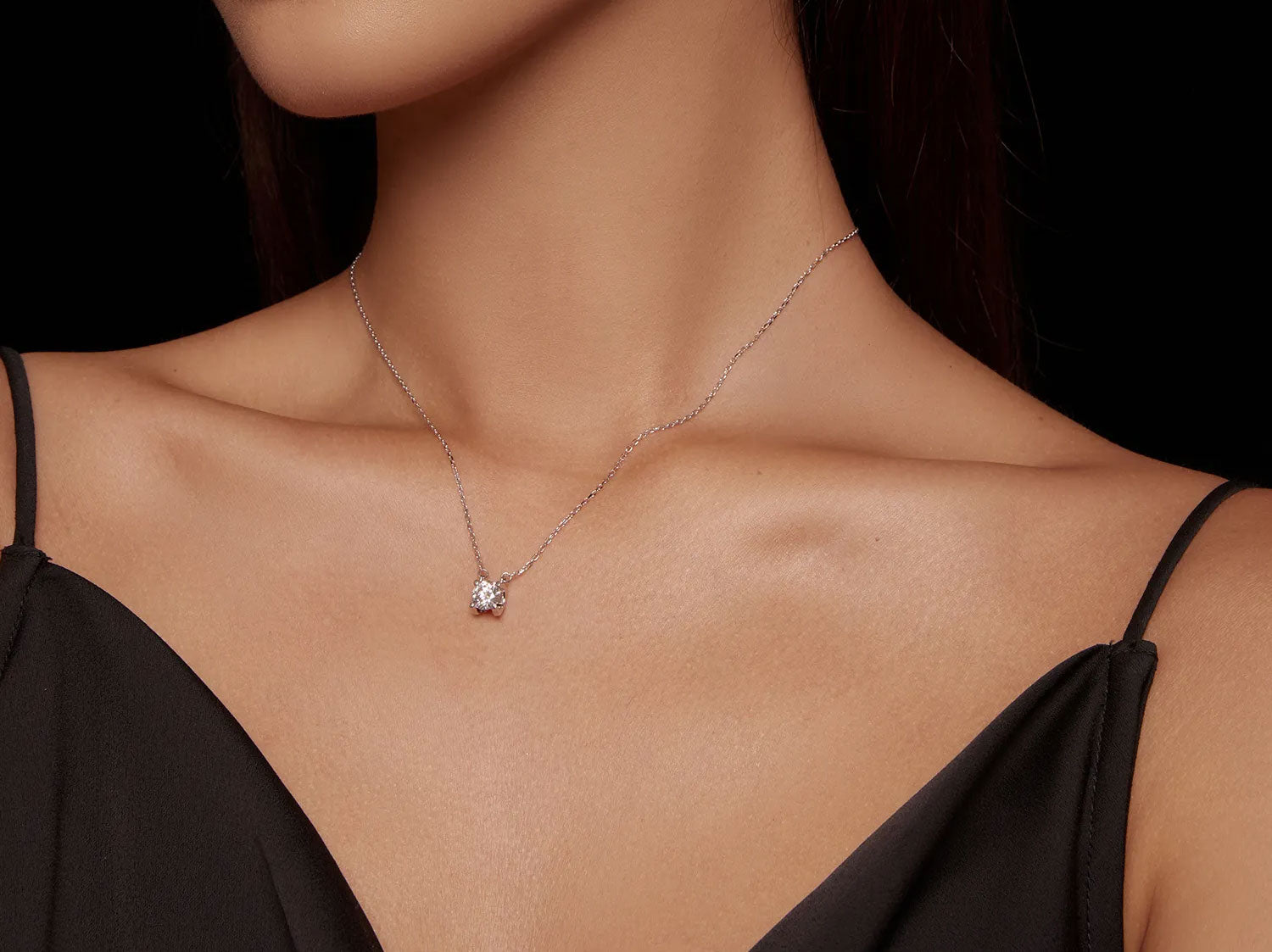 Sterling Silver Delicate Round 1.0ct Moissanite Hypoallergenic Necklace