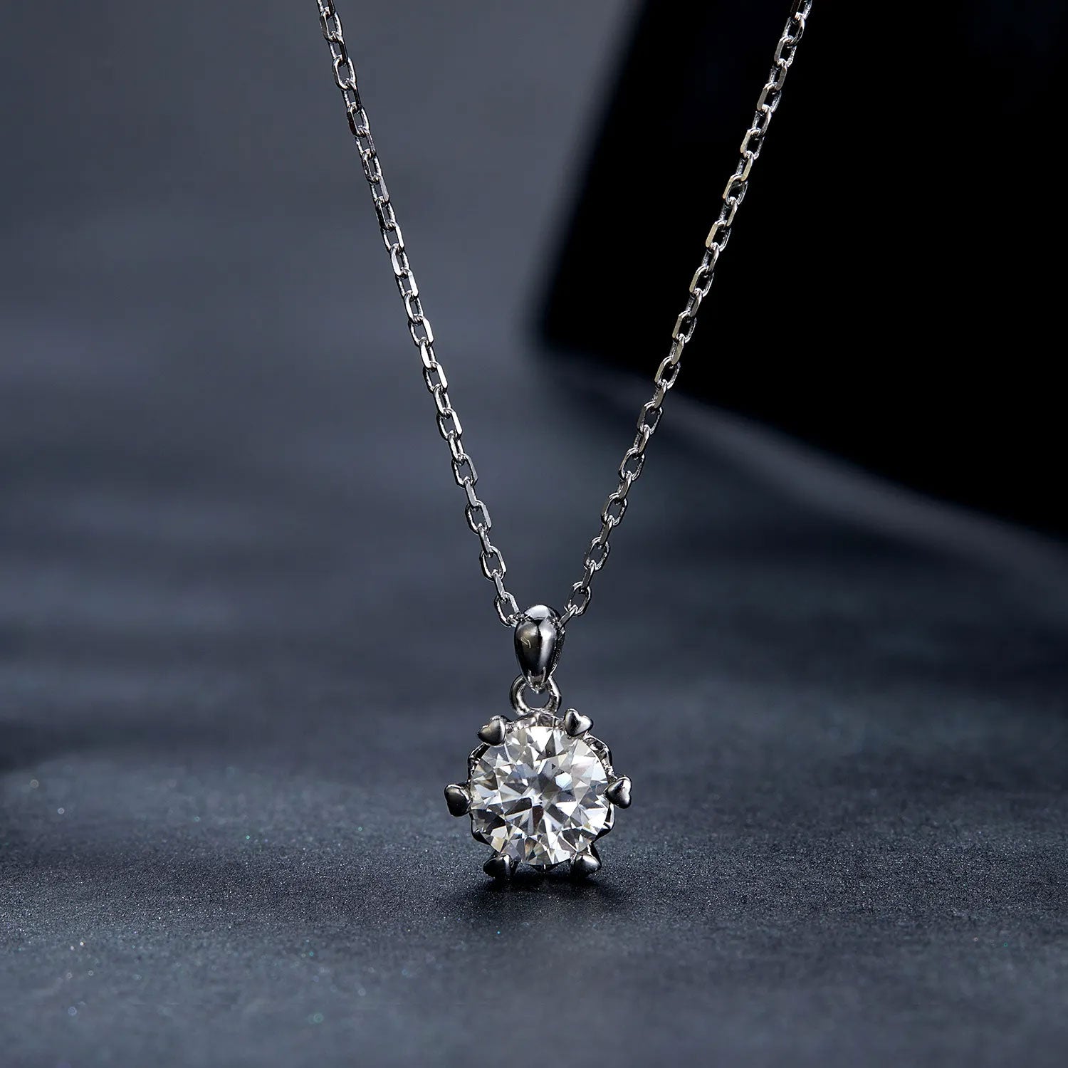 Sterling Silver Discreet Love 1.0ct Moissanite Hypoallergenic Necklace