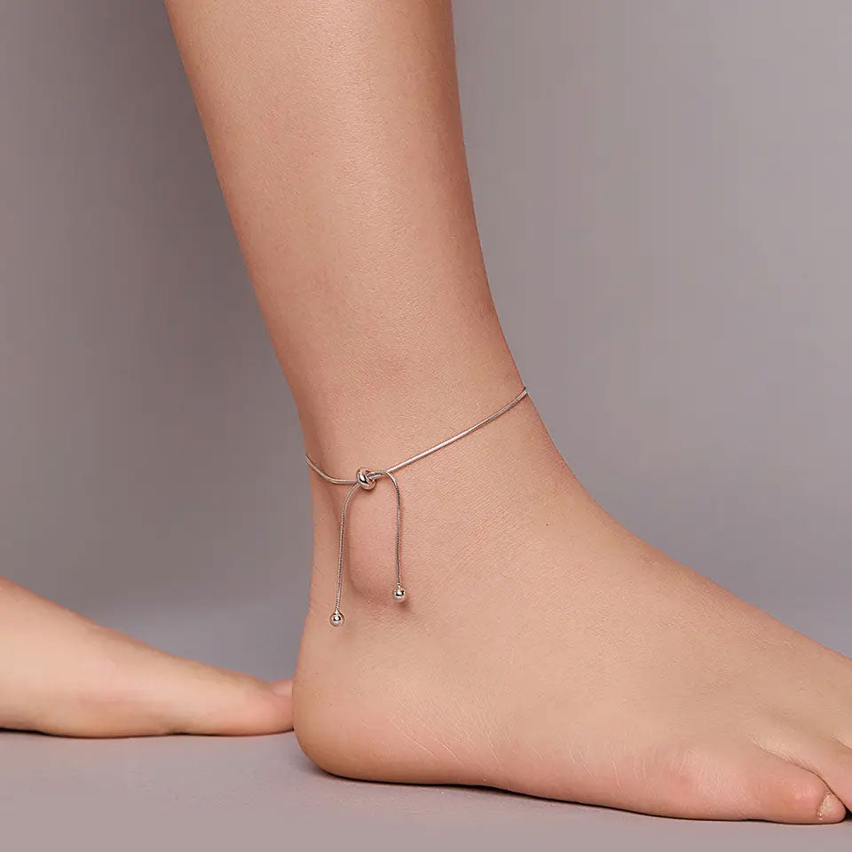 Sterling Silver Simple Snake Chain Hypoallergenic Anklet