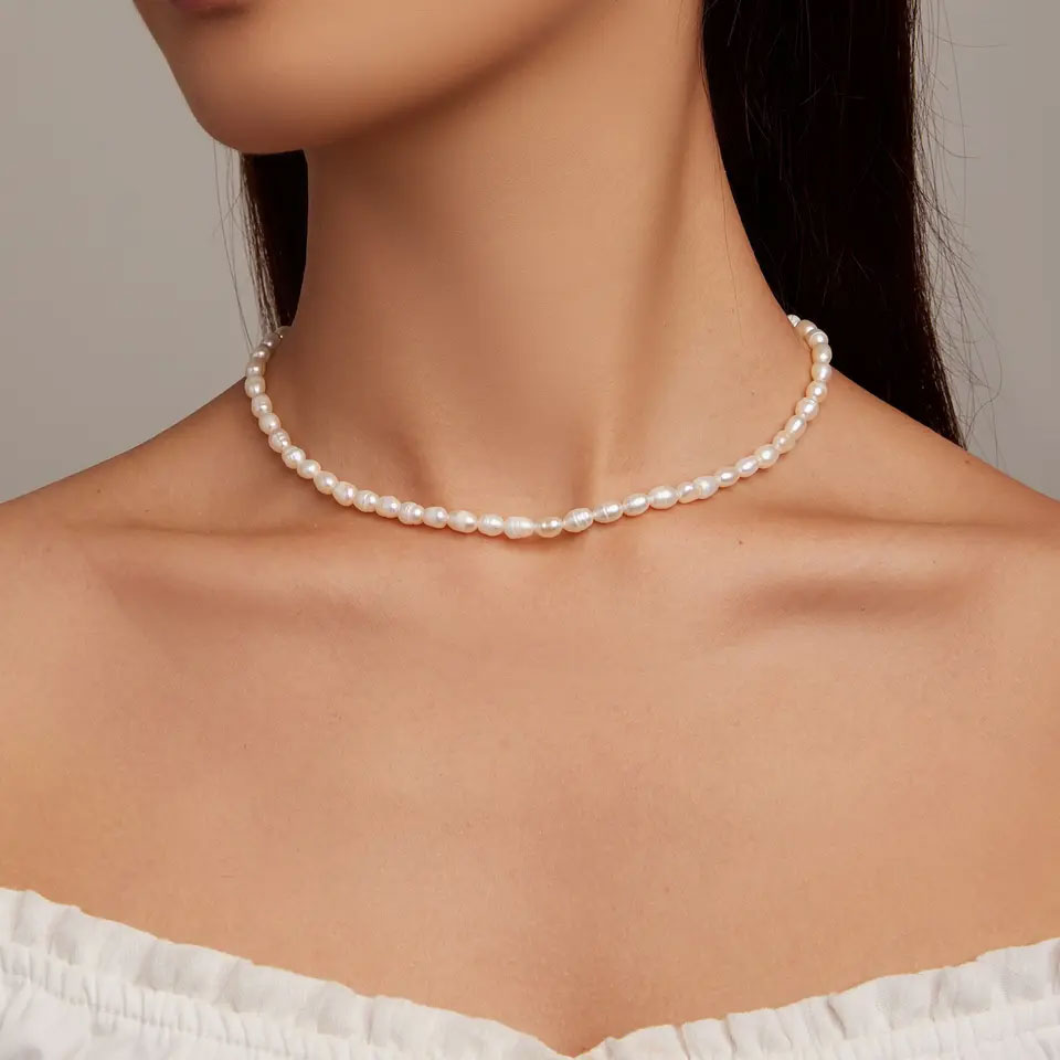Sterling Silver Irregular Pearl Hypoallergenic Necklace