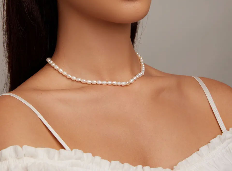Sterling Silver Irregular Pearl Hypoallergenic Necklace