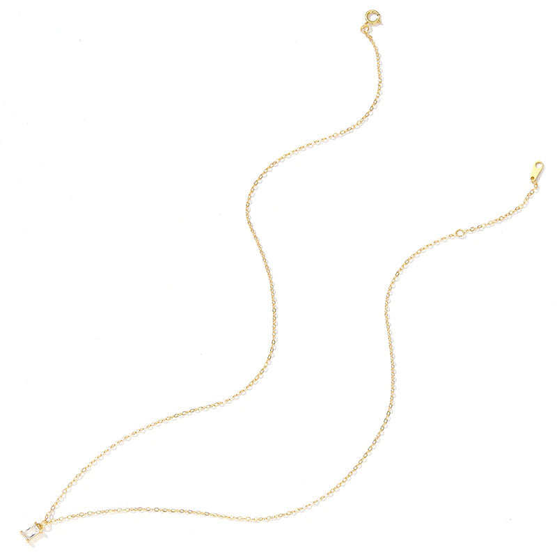 Sterling Silver Rectangular Clear CZ Hypoallergenic Necklace