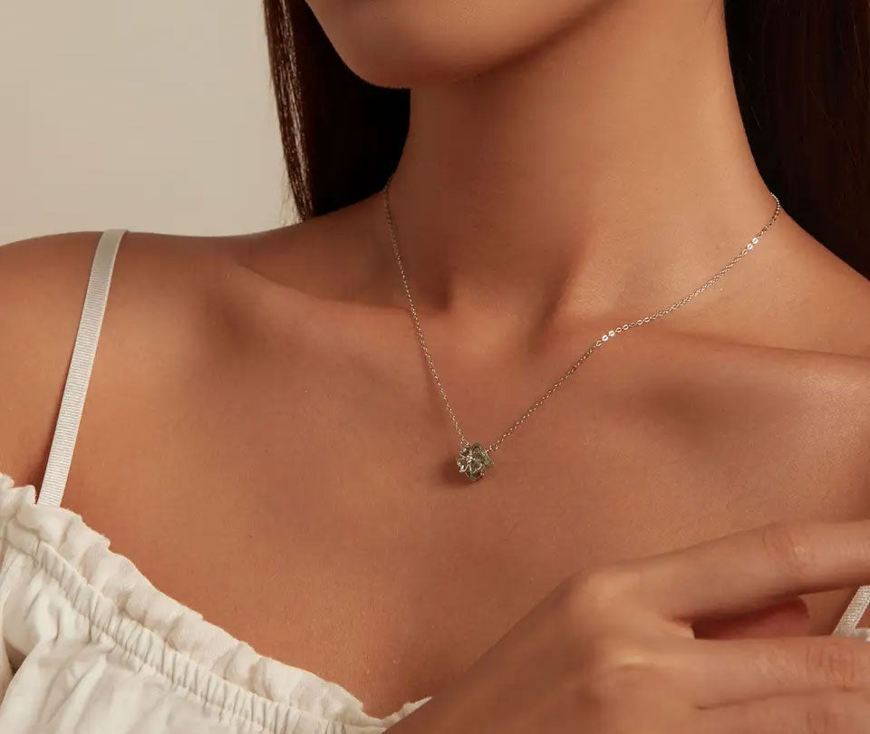 Sterling Silver Special Four-Leaf Clover Hypoallergenic Necklace
