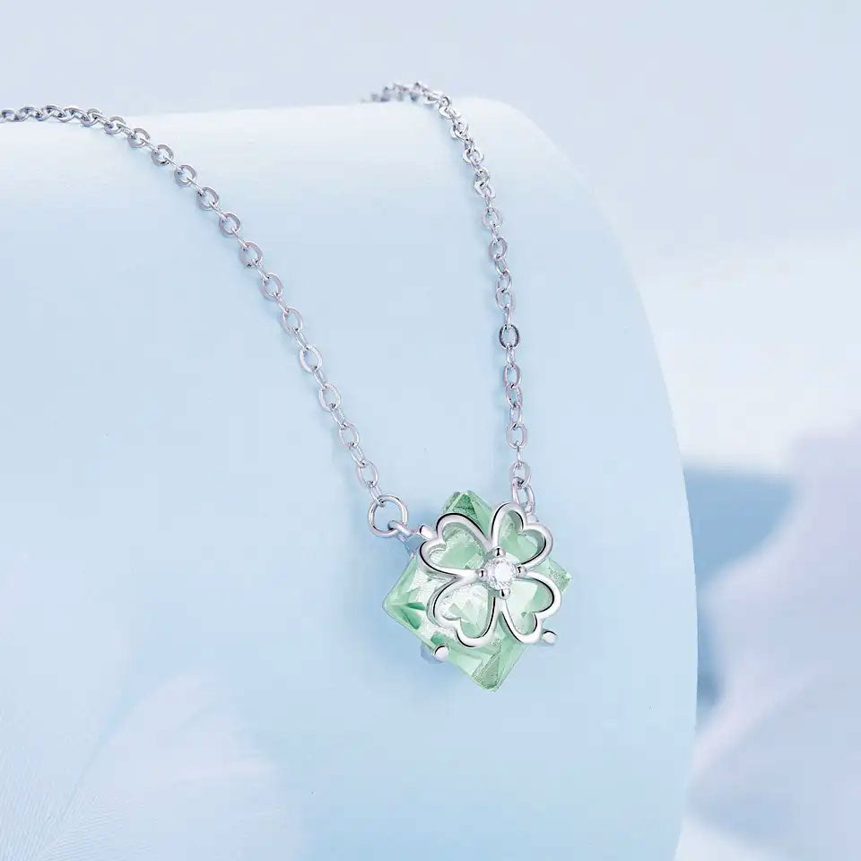 Sterling Silver Special Four-Leaf Clover Hypoallergenic Necklace