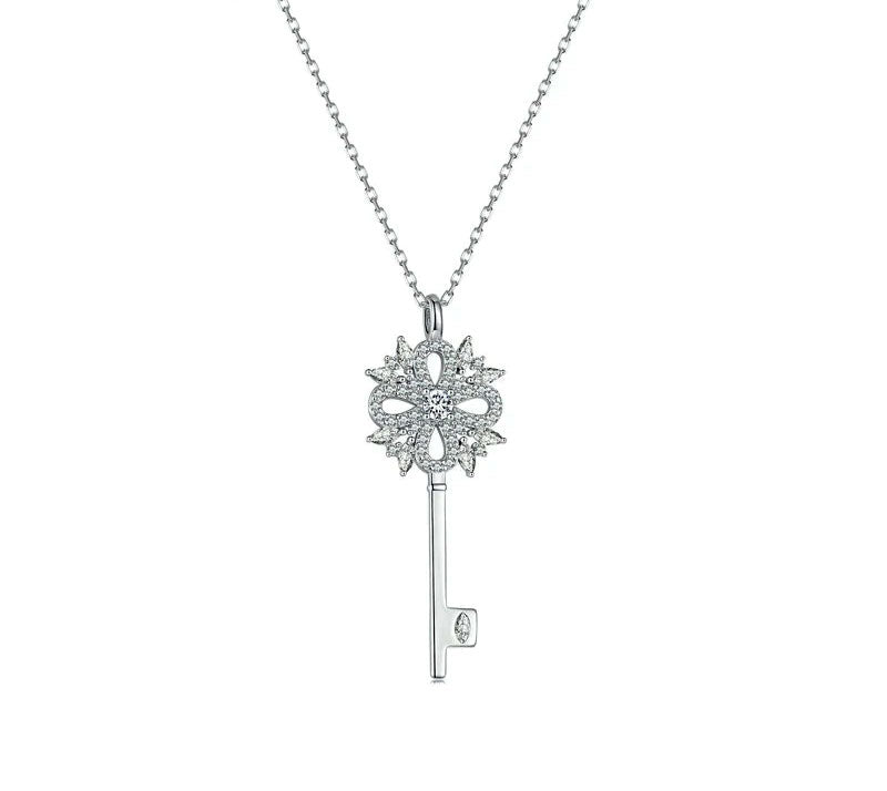 Sterling Silver Snowflake Key Hypoallergenic Necklace