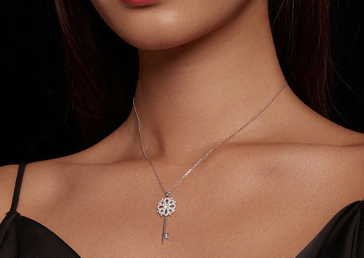 Sterling Silver Snowflake Key Hypoallergenic Necklace