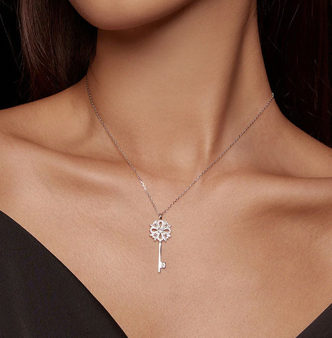 Sterling Silver Snowflake Key Hypoallergenic Necklace