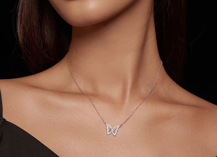 Sterling Silver Metallic Butterfly Hypoallergenic Necklace