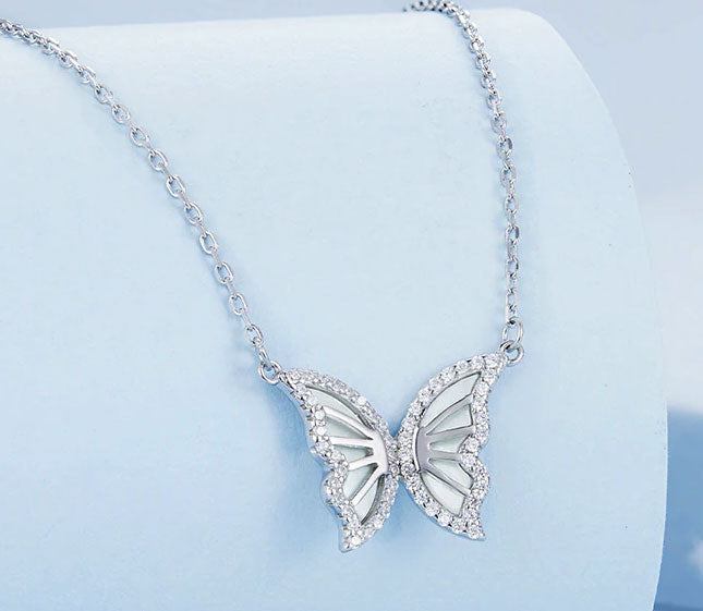 Sterling Silver Metallic Butterfly Hypoallergenic Necklace