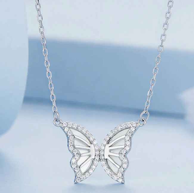 Sterling Silver Metallic Butterfly Hypoallergenic Necklace