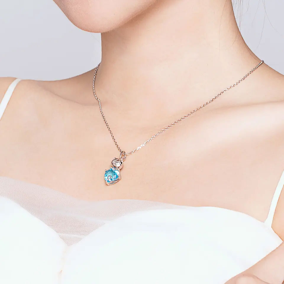 Sterling Silver Cat Love Hypoallergenic Necklace