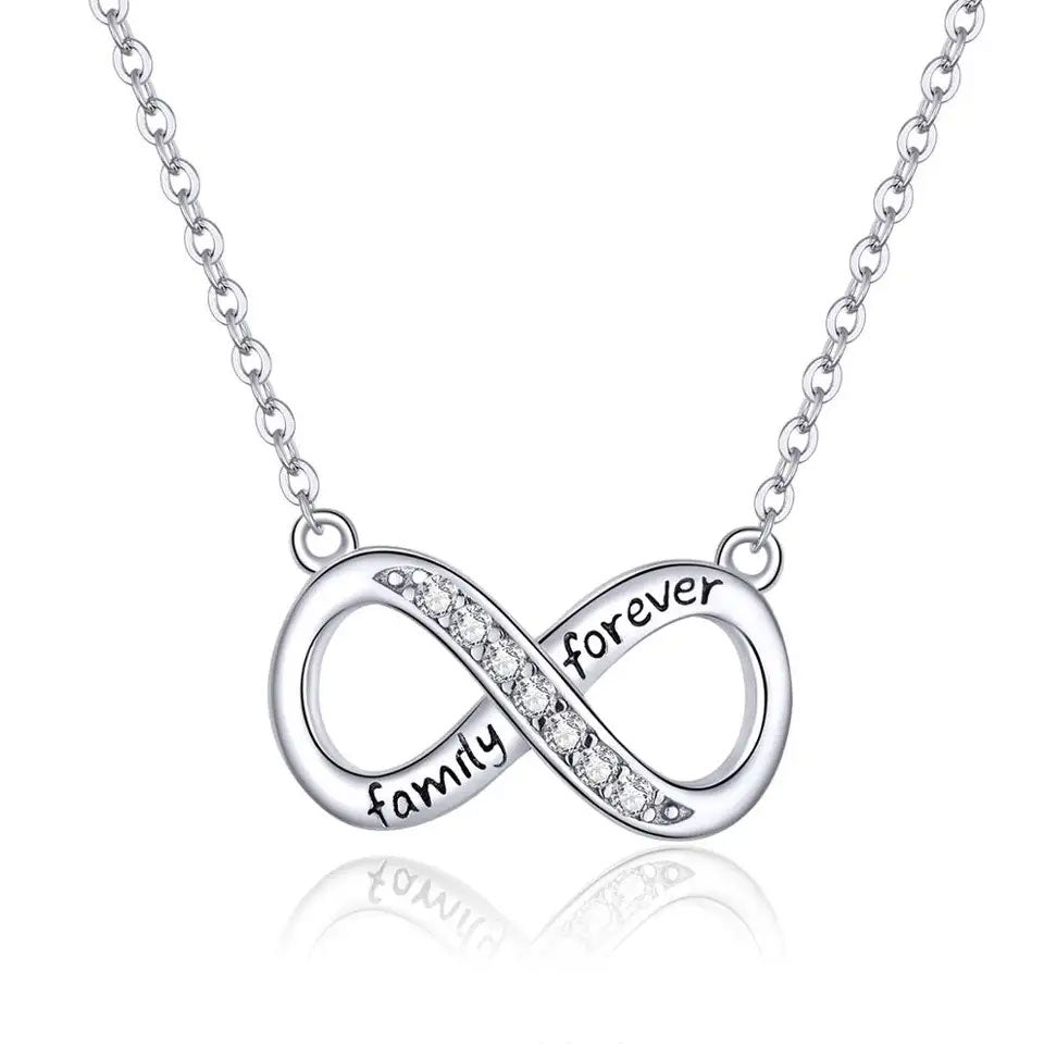 Sterling Silver 'Family Forever' Infinity Hypoallergenic Necklace