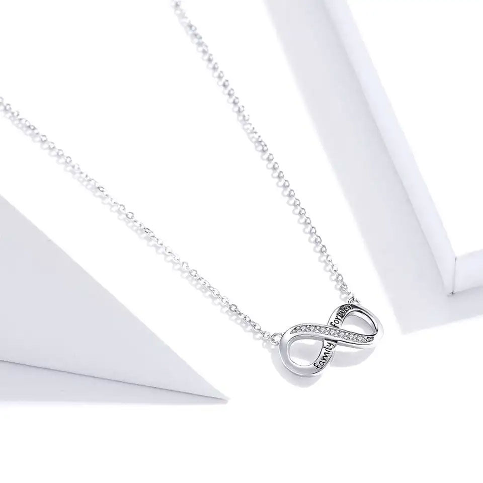 Sterling Silver 'Family Forever' Infinity Hypoallergenic Necklace