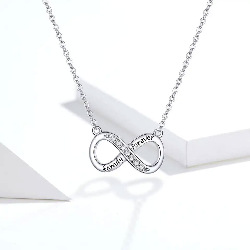 Sterling Silver 'Family Forever' Infinity Hypoallergenic Necklace