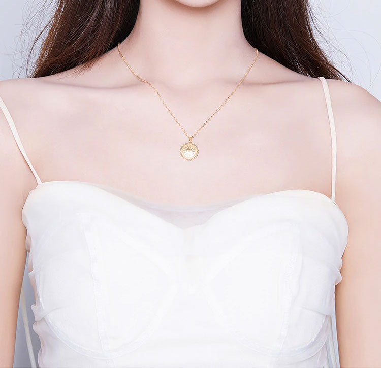 Sterling Silver Sun Coin Hypoallergenic Necklace