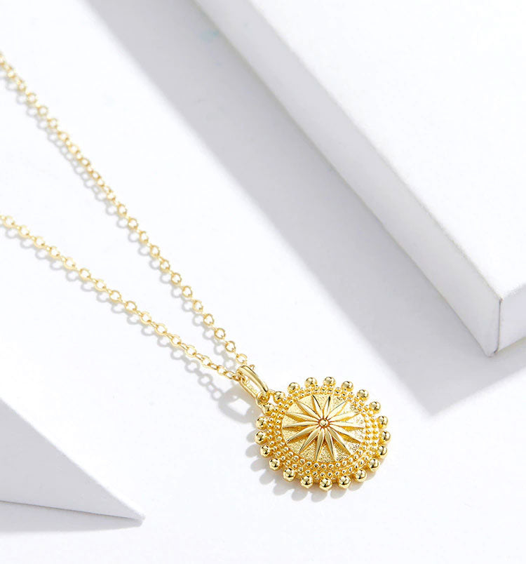 Sterling Silver Sun Coin Hypoallergenic Necklace