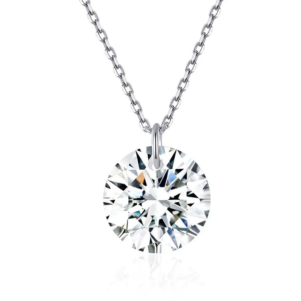 Sterling Silver Round Clear CZ Hypoallergenic Necklace