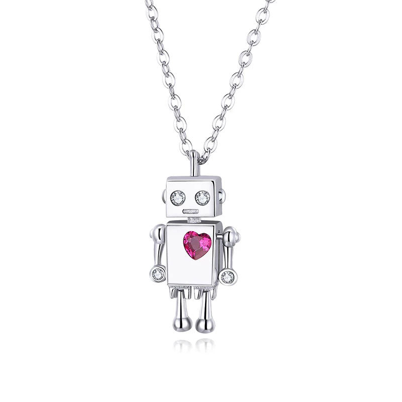 Sterling Silver Robot Lover Hypoallergenic Necklace