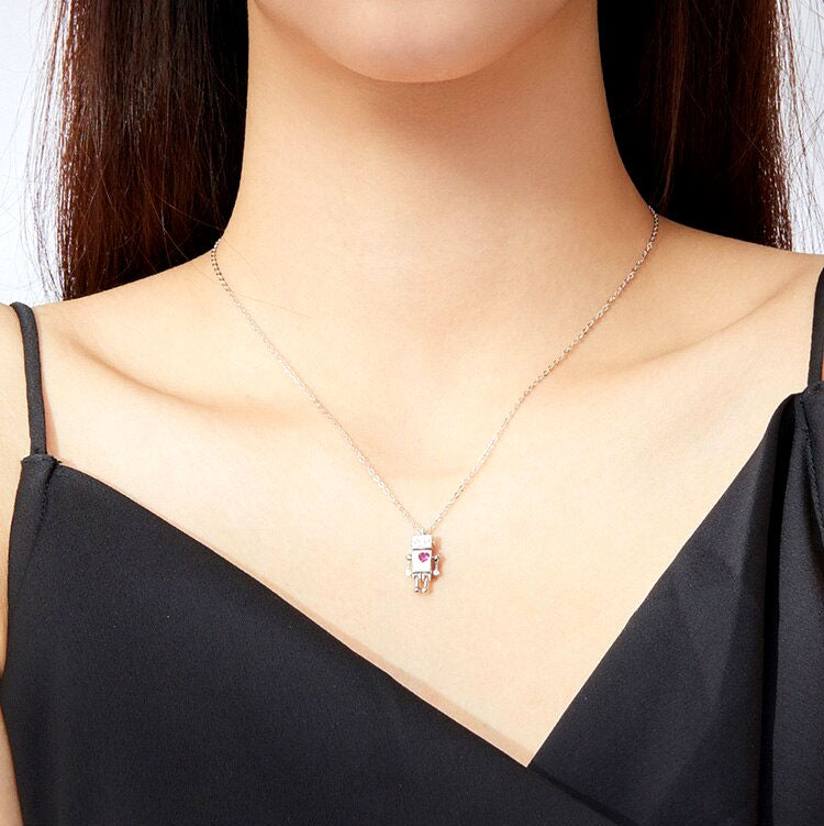 Sterling Silver Robot Lover Hypoallergenic Necklace