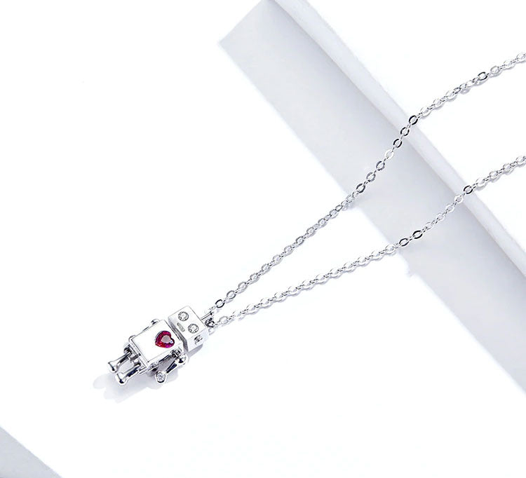Sterling Silver Robot Lover Hypoallergenic Necklace