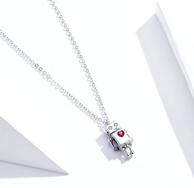 Sterling Silver Robot Lover Hypoallergenic Necklace