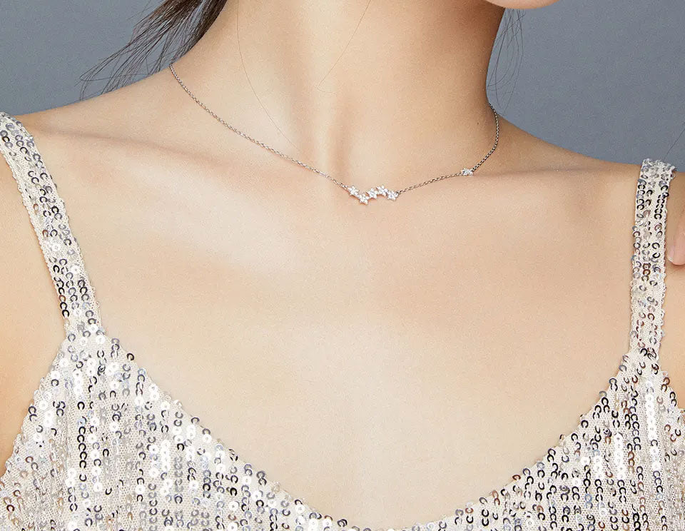 Sterling Silver Twinkling Stars Choker Hypoallergenic Necklace