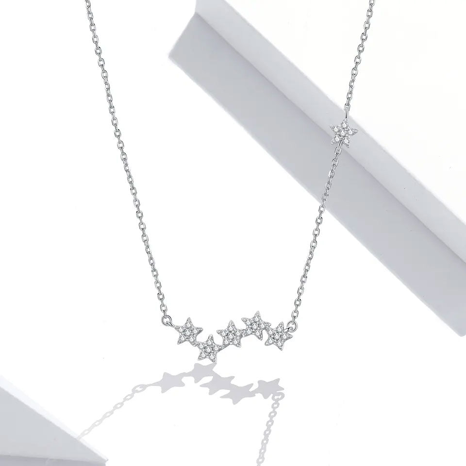 Sterling Silver Twinkling Stars Choker Hypoallergenic Necklace