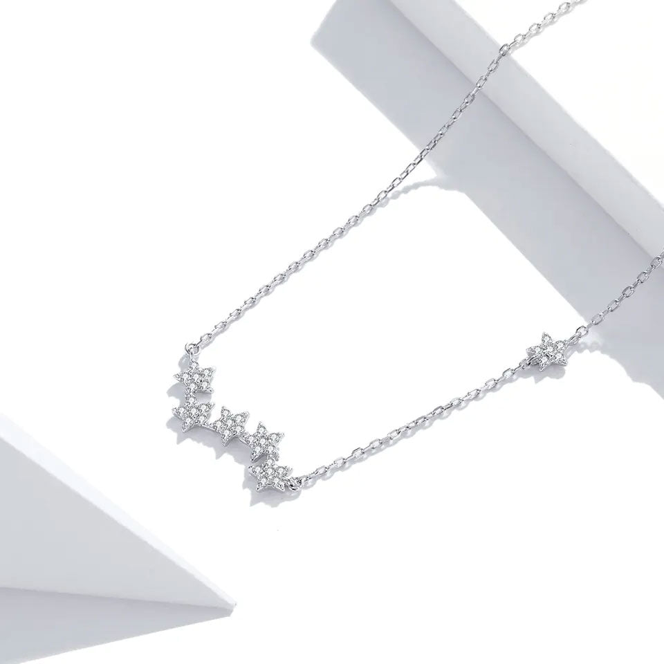 Sterling Silver Twinkling Stars Choker Hypoallergenic Necklace