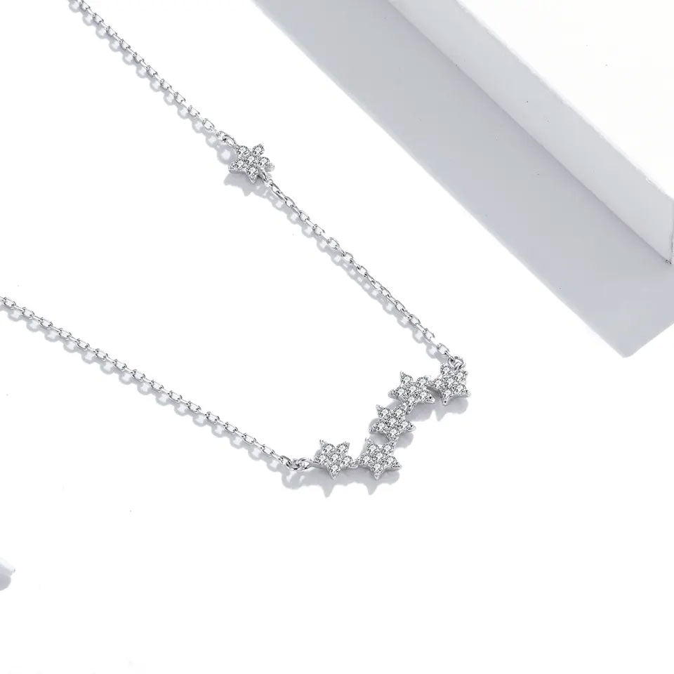 Sterling Silver Twinkling Stars Choker Hypoallergenic Necklace