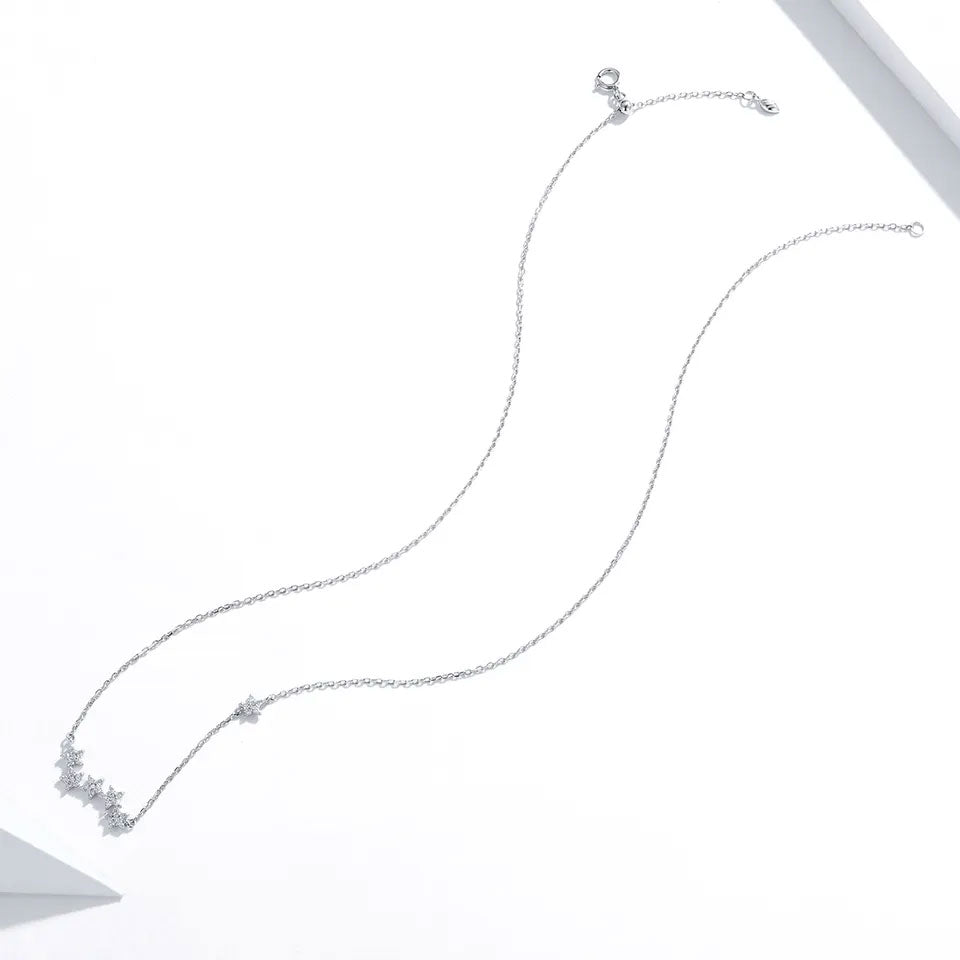 Sterling Silver Twinkling Stars Choker Hypoallergenic Necklace