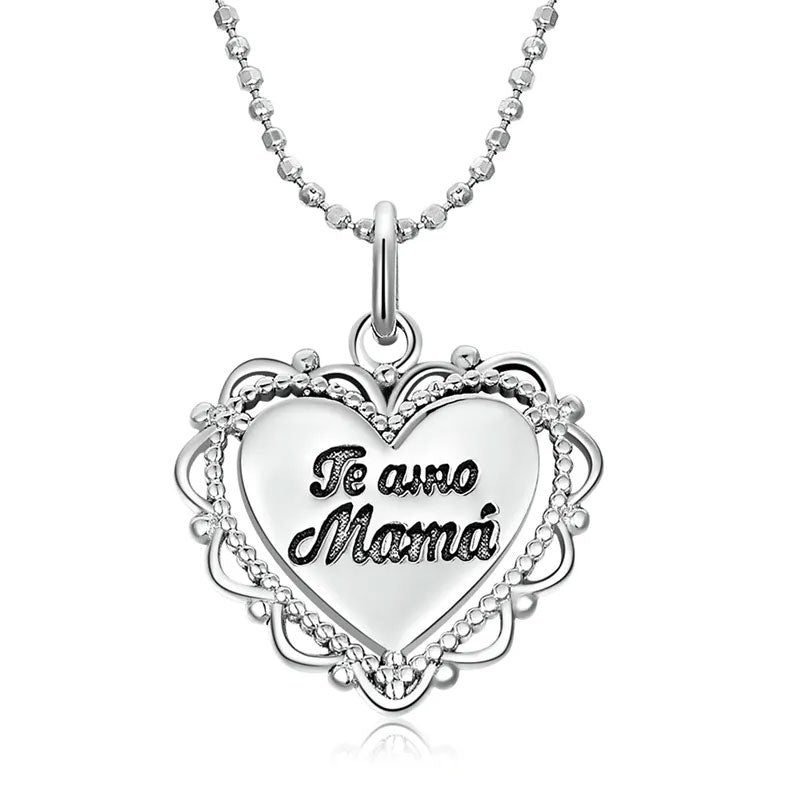 Sterling Silver I Love You Mommy in Spanish Hypoallergenic Necklace