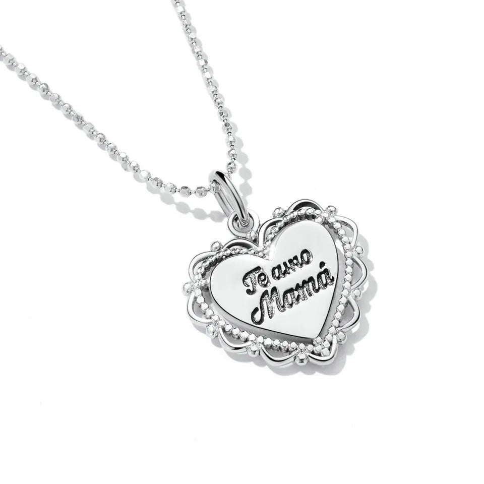 Sterling Silver I Love You Mommy in Spanish Hypoallergenic Necklace