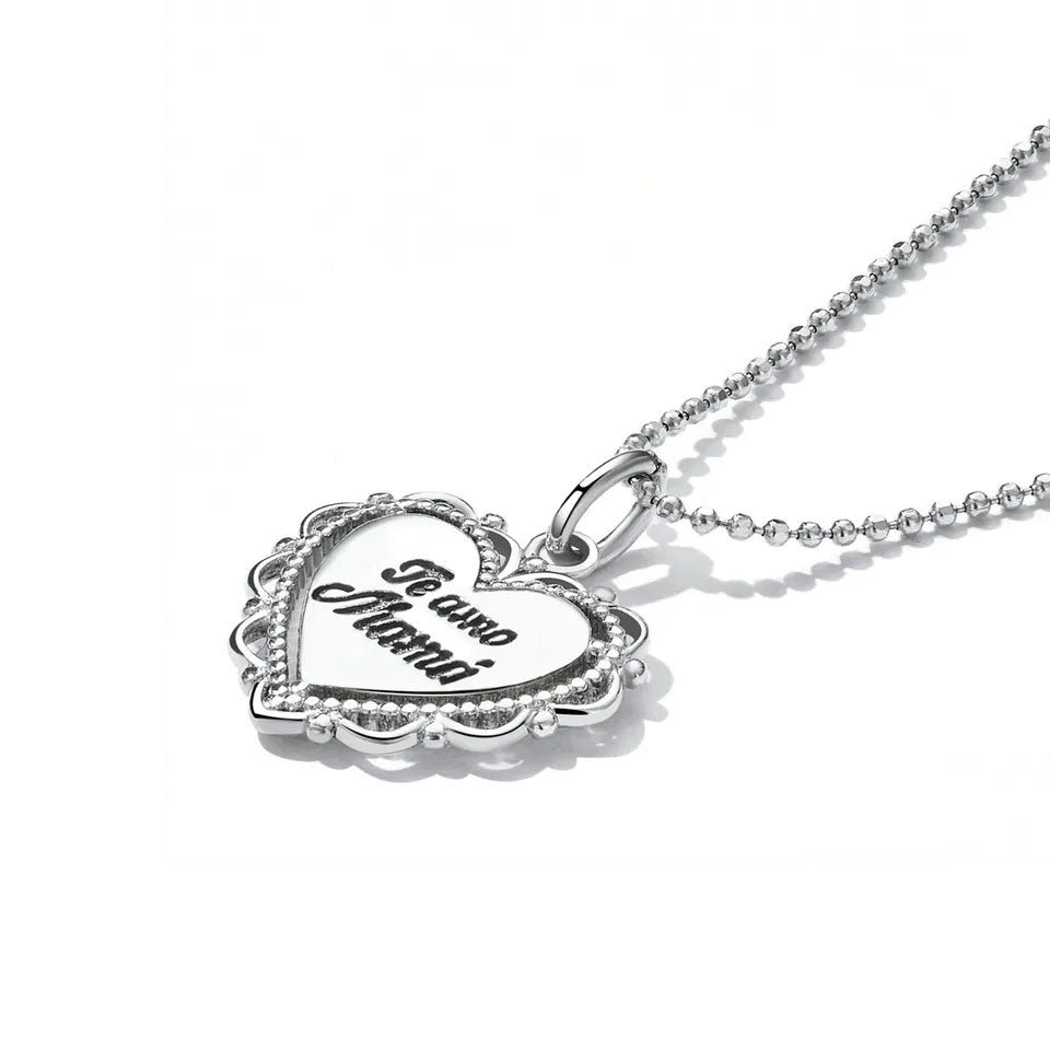 Sterling Silver I Love You Mommy in Spanish Hypoallergenic Necklace