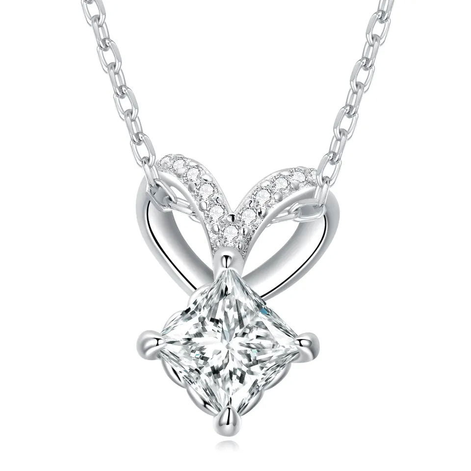 Sterling Silver Luxury 0.8ct Moissanite or CZ Hypoallergenic Necklace
