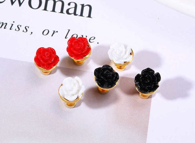 Stainless Steel Elegant Rose Screw Stud Earrings